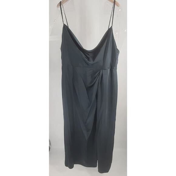 Dessy Group cowl necked wrap maxi dress w/ front slit in Evergreen NWT sz 22W - Picture 10 of 16